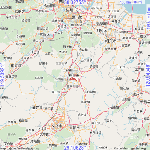 Zhuji on map