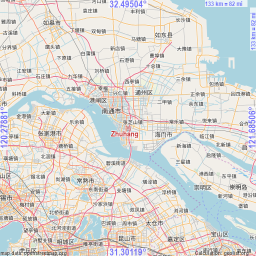 Zhuhang on map