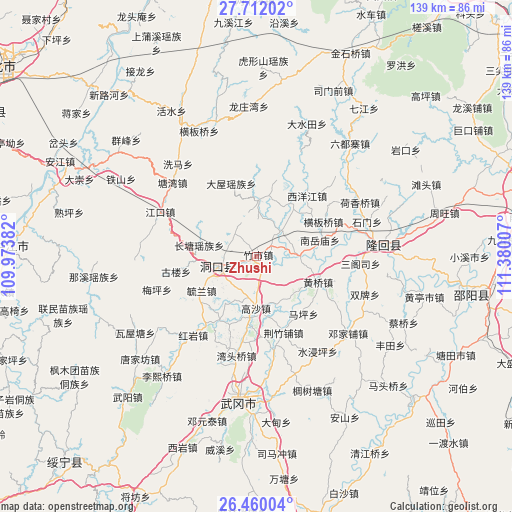 Zhushi on map