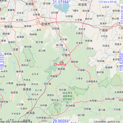 Zhufeng on map