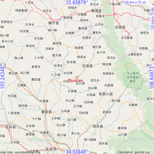 Zhudian on map