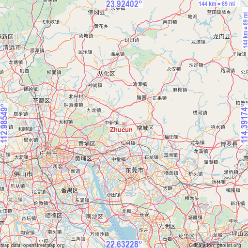 Zhucun on map