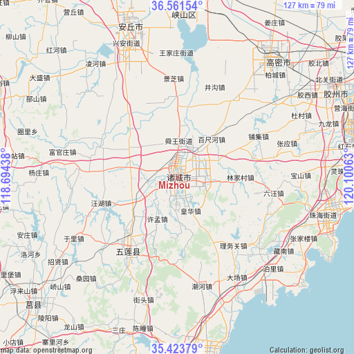 Mizhou on map