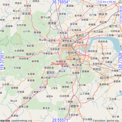 Zhuantang on map