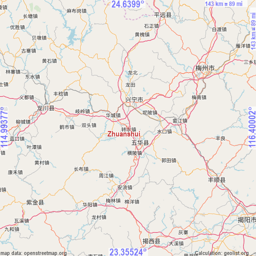 Zhuanshui on map