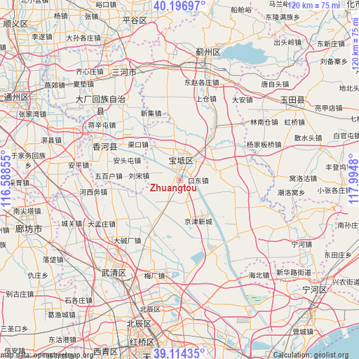 Zhuangtou on map