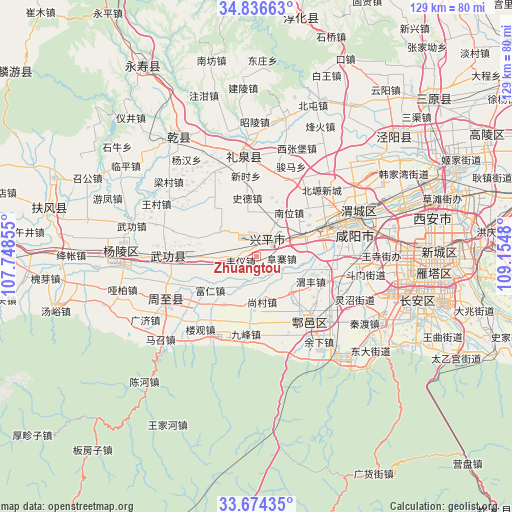 Zhuangtou on map