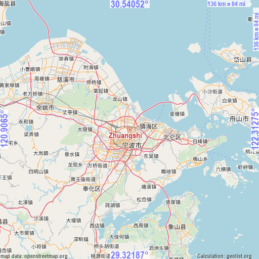 Zhuangshi on map