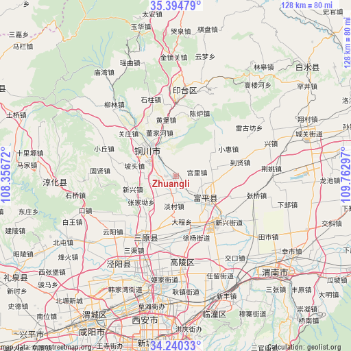 Zhuangli on map