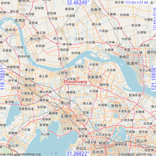 Zhouzhuang on map