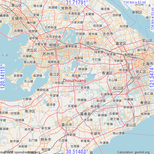 Zhouzhuang on map