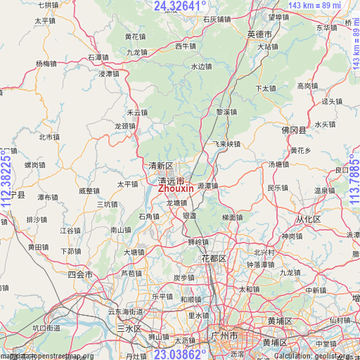 Zhouxin on map