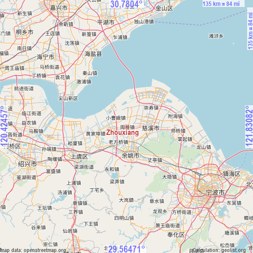 Zhouxiang on map