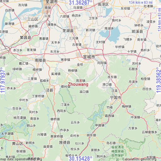 Zhouwang on map