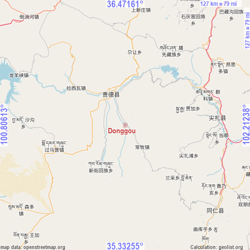 Donggou on map