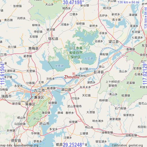 Zhoutou on map