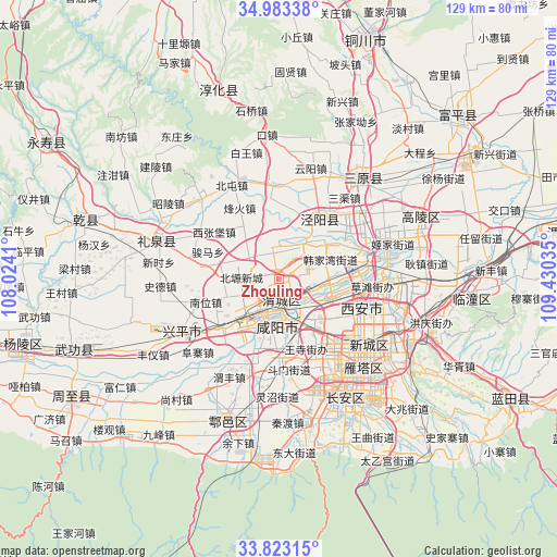 Zhouling on map