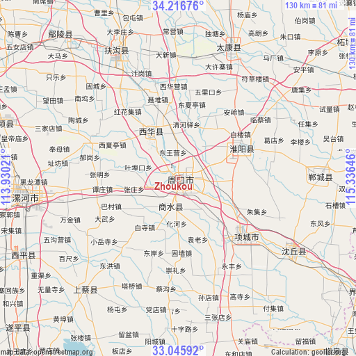 Zhoukou on map