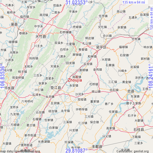 Zhoujia on map