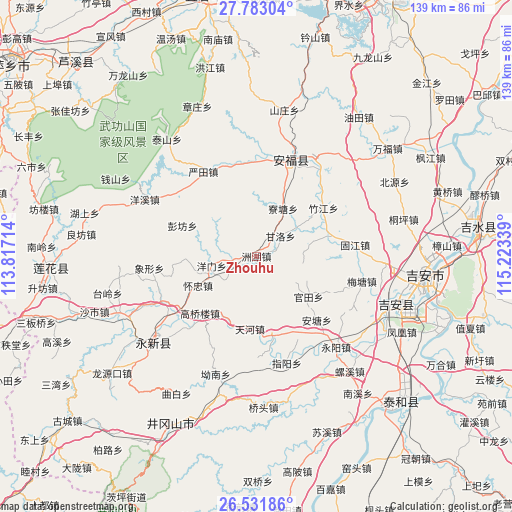 Zhouhu on map