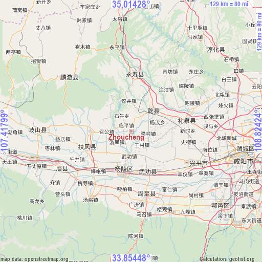 Zhoucheng on map