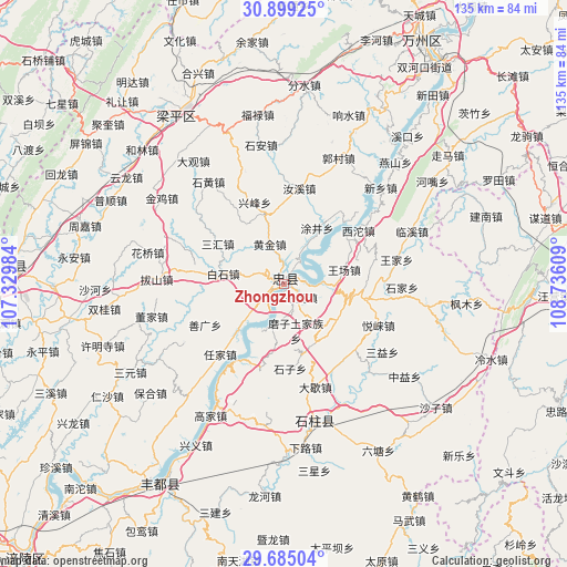 Zhongzhou on map