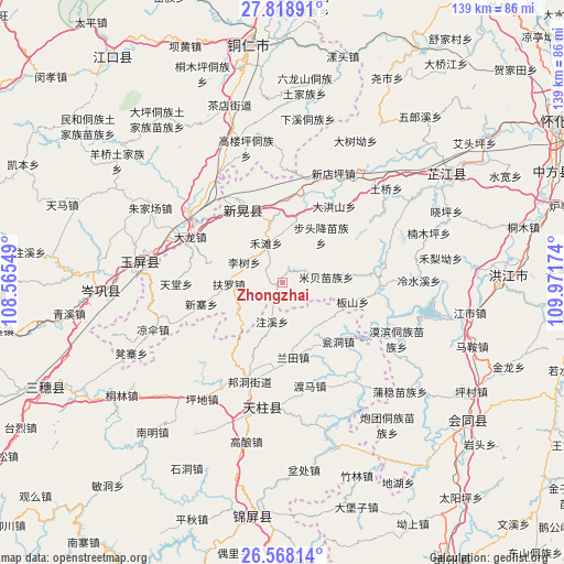 Zhongzhai on map