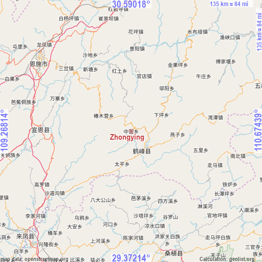 Zhongying on map