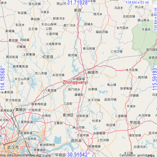 Zhongguanyi on map