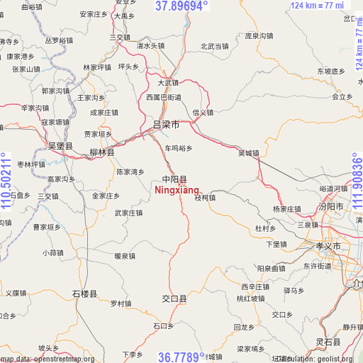 Ningxiang on map