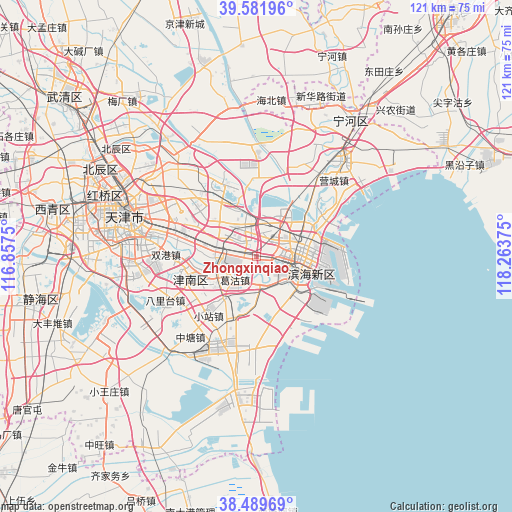 Zhongxinqiao on map
