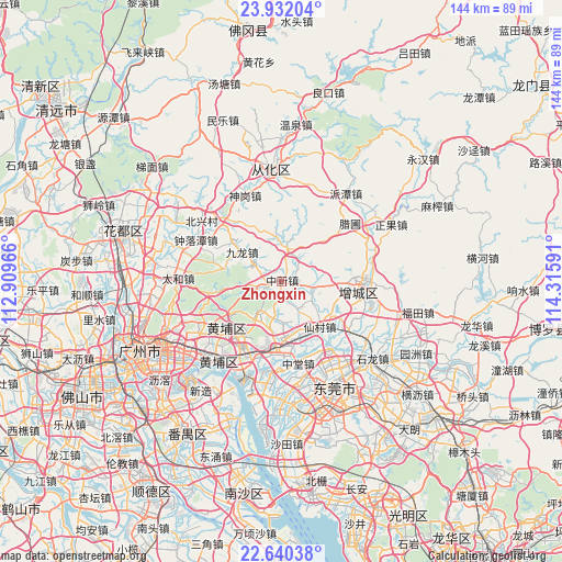 Zhongxin on map