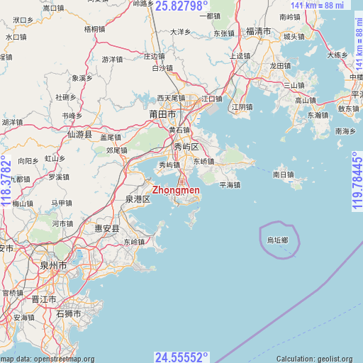 Zhongmen on map