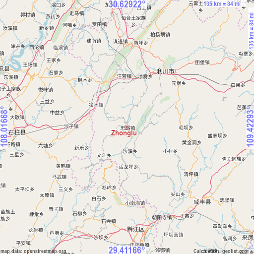 Zhonglu on map