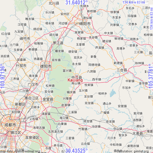 Kaijiang on map