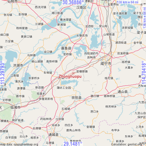 Zhonghuopu on map