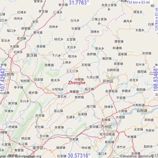 Zhonghe on map