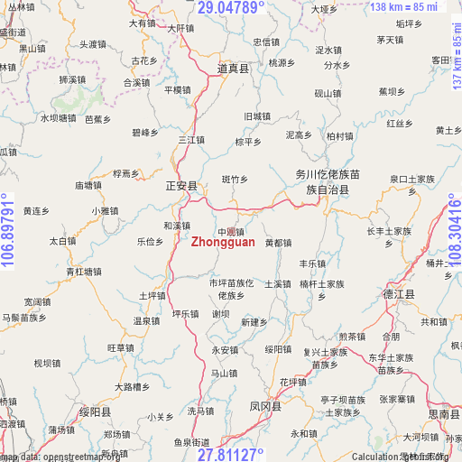 Zhongguan on map