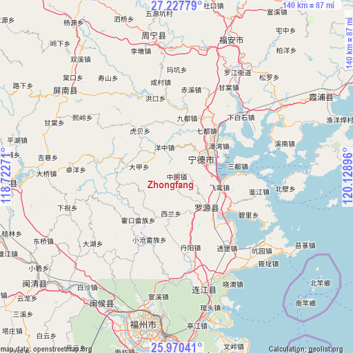 Zhongfang on map