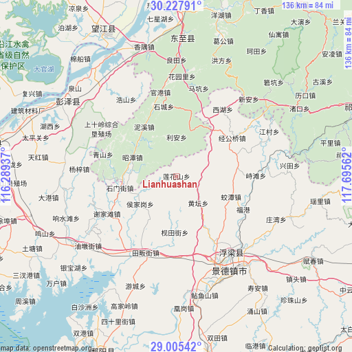 Lianhuashan on map