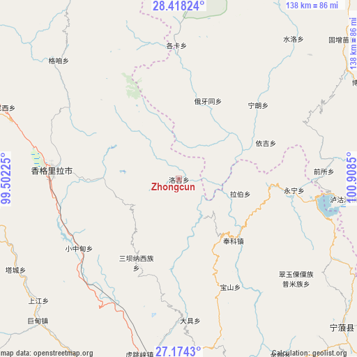 Zhongcun on map