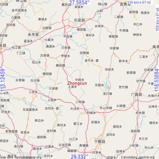 Zhongcun on map