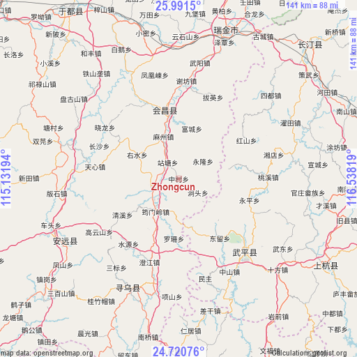 Zhongcun on map