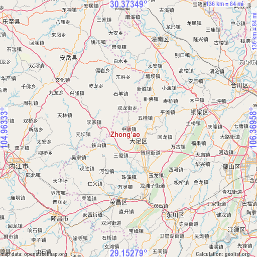 Zhong’ao on map