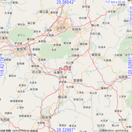 Zhiying on map