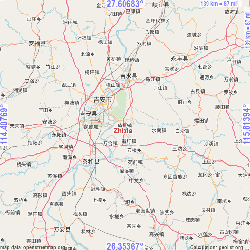 Zhixia on map