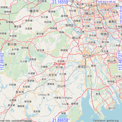 Zhishan on map