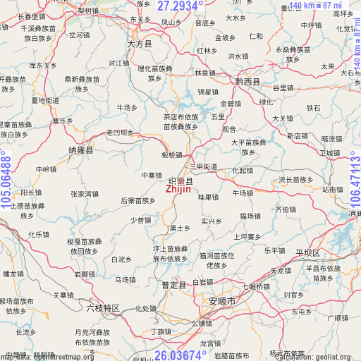 Zhijin on map