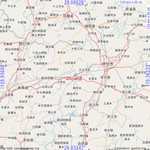 Zhijiang on map