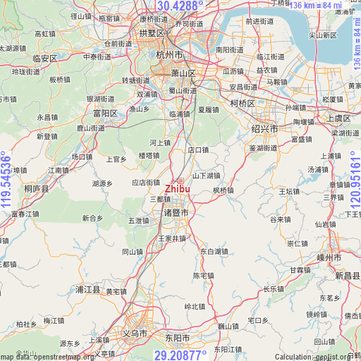 Zhibu on map